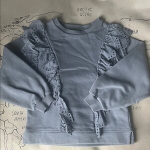 Zara Blue Gray Raffled Sweatshirt